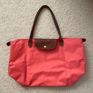 Coral Longchamp Le Pliage Tote Large